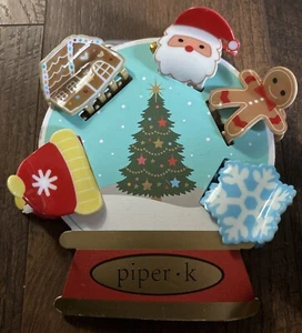 New! Christmas Hair Clips Santa Gingerbread House Hat Snow Winter Holiday Girls - Picture 1 of 2