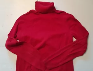 Ralph Lauren Polo Jeans Co Vintage Red Large Ribbed Knit Roll Turtleneck Sweater - Picture 1 of 9