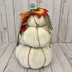Maglione fatto a mano zucca impilato upcycle panna fattoria ringraziamento decorazione autunno - Foto 1 di 5