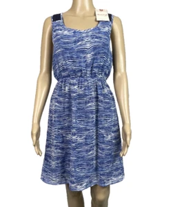 JEANSWEST Dress Ocean Printed Lined Sheer Crossover Back BNWT Size 8 - Imagen 1 de 10