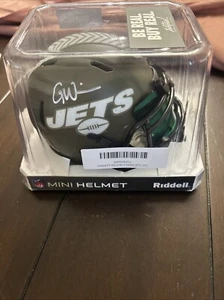 Garrett Wilson Signed Speed Salute To Service Mini Helmet Green Visor Fanatics - Picture 1 of 4