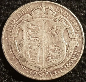 1914 George V .925 Silver Half Crown Coin Lot F5 - Picture 1 of 2