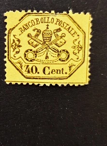 1868 bollo 40 c. stato pontificio giallo limone linguellato - Foto 1 di 2