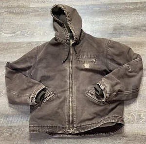 Vintage Carhartt Jacket Mens XL Sierra Sherpa Lined J141 DKB Dark Brown Zip Coat - Picture 1 of 14
