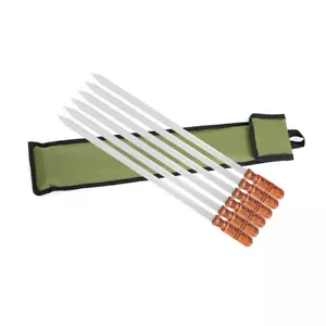 Kaufbei ADANA Kebab Edelstahl Grillspieße Schaschlikspieße 6Stk 60cm Holzgriff - Bild 1 von 8