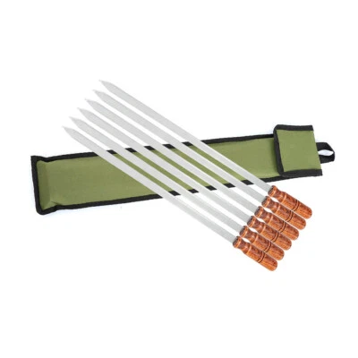 BEM Kaufbei ADANA Kebab Edelstahl Grillspieße Schaschlikspieße 6Stk 60cm Holzgriff