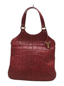 YVES SAINT LAURENT TOTE BAG LEATHER RED SOLID QUILTING OLD Used