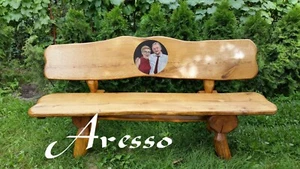 Gartenbank mit Porträt Geburtstagsgeschenk, Holzbank, Eiche ,Jubiläum bank - Bild 1 von 2
