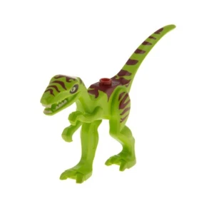 1X Lego Animal Dinosaur Coelophysis Lime Green Dark Red Stripes 98166pb03 - Picture 1 of 2