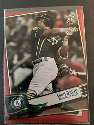 2019 Topps Big League Khris Davis Red 1/1 - Image 1 of 2