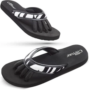 Pedicure Sandals for Women Toe Separator Slippers Flat Black XL (Size : 10-11) - Picture 1 of 4