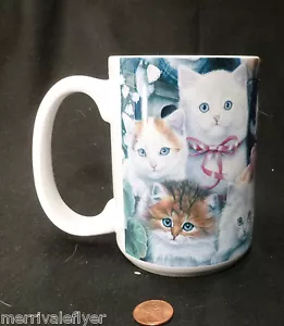 Tazza da tè caffè GATTI persiani vintage grandi gattini rose nastri tazza tazza da tè - Foto 1 di 7