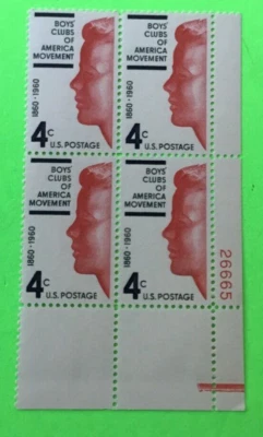 64 yr OLD  Historical 4 cent Plate Block #1163 LRC US Stamps 1960 + LOW shipping - Image 1 of 3