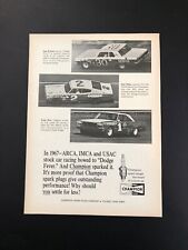 1967 DODGE CHARGER NASCAR ORIGINAL VINTAGE PRINT AD ADVERTISEMENT PRINTED
