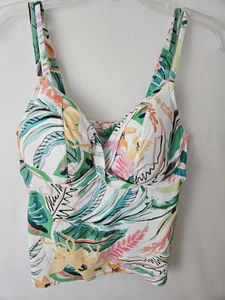 Birdsong Underwire Tankini Top Tropical Floral Print Adjustable Back And Straps - Picture 1 of 18