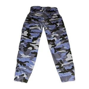 V.I.P. Blue Camouflage Cargo Joggers Size 11/30 Military Combat Pants Y2K... - Picture 1 of 11