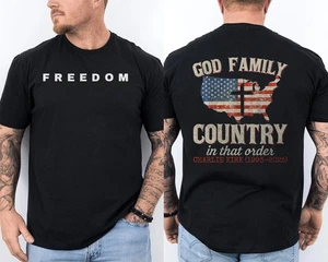 God Family Country in That Order, Charlie Kirk Shirt amerikanische Flagge 2-seitig  - Bild 1 von 3