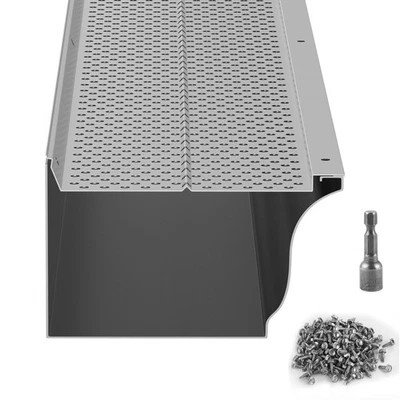 Uimoso Gutter Guard 5 in Wide 104 ft Length Cover Mesh Leaf Debris Protection - Image 1 of 4