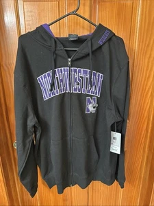 Northwestern Wildcats Full-Zip Hoodie Arch & Logo Black Men's Colosseum XL - Picture 1 of 5