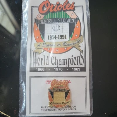 Baltimore Orioles Memorial Stadium 1954-1991 World Champions MLB Lapel Pin New - Image 1 of 2