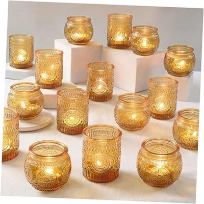 36 peças castiçais de vidro - castiçais votivos de outono para festa âmbar - Imagem 1 de 4