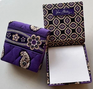 Vera Bradleyt Note Pad Purple Quilted Floral Paisley Note Box 3" X 3" - Picture 1 of 6