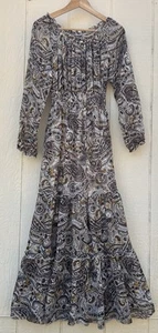 Kate and Lily Maxi Dress Sz 6 Smocked Waist Sheer Tiered Cottagecore OffShoulder - Picture 1 of 7
