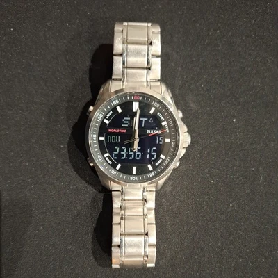Pulsar Men’s  Chrono Analogue /Digital Stainless Steel Bracelet Watch PZ4021X1 - Image 1 of 4