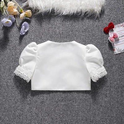 Baby Mädchen Weiß Bolero Shrug Cape Cardigan Jacke Abend Kleid Cover Up Mode - Bild 1 von 4