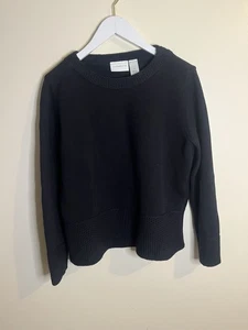 Liz Claiborne Damenpullover schwarz 100 % Baumwolle Rundhalsausschnitt strukturierter Saum Größe M - Bild 1 von 6