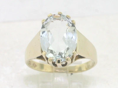 Aquamarin Ring 333 Gelbgold 8Kt Gold Aquamarin oval facettiert 1970er Jahre - Bild 1 von 4