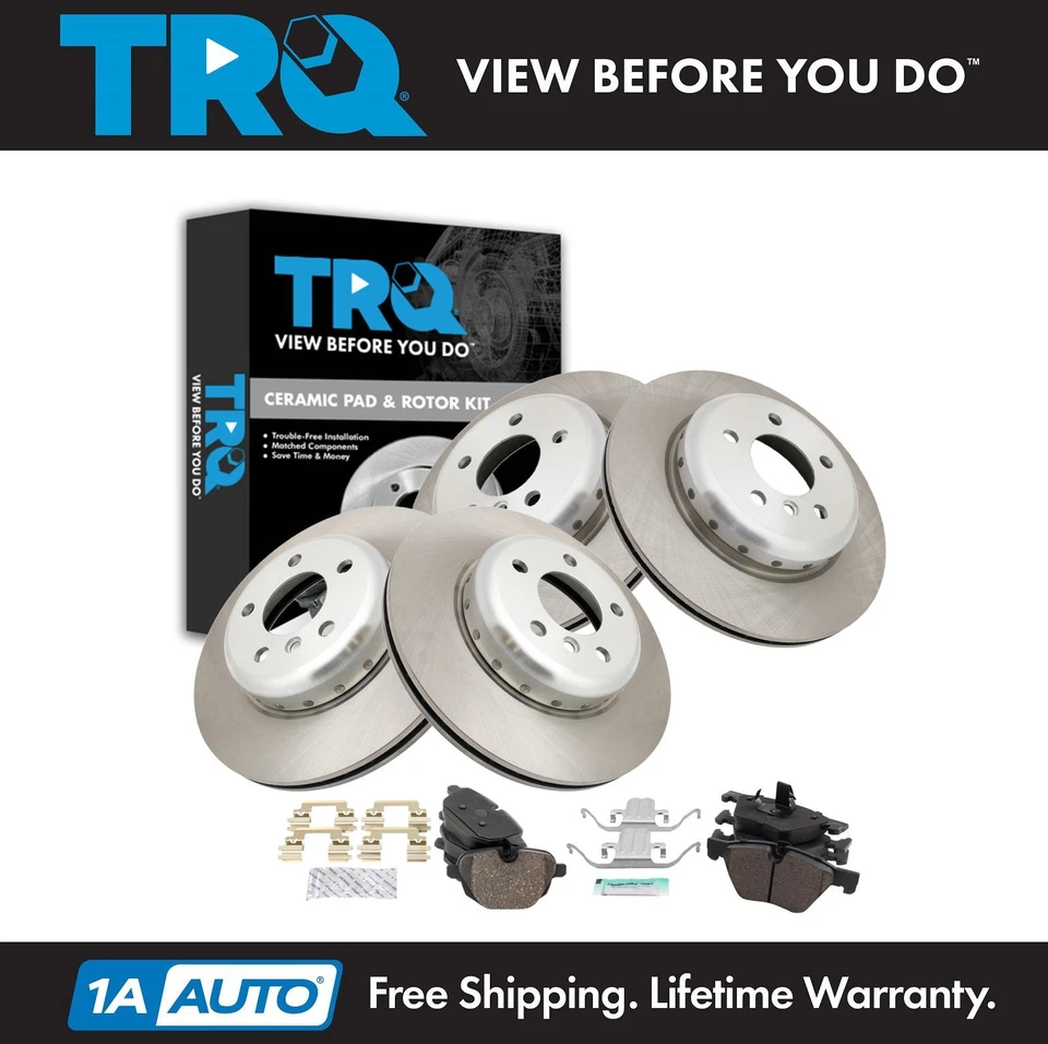 Kit de pastilhas de freio e rotor TRQ de cerâmica compatível com 2011-2016 BMW 528i 2012-2016 528i xDrive - Imagem 1 de 4