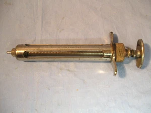 Jeringa veterinaria vintage de acero inoxidable Peters Serum Company - Imagen 1 de 8