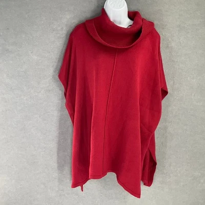 Poncho Suéter Melissa Paige Rojo Capucha Cuello Capas Para Mujer Talla S/M Acogedor NUEVO Foto 1 de 4
