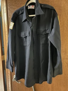 Vintage Cook County Sheriff Button Down Shirt Size 33 Navy 17 1/4 Flying Cross - Picture 1 of 3