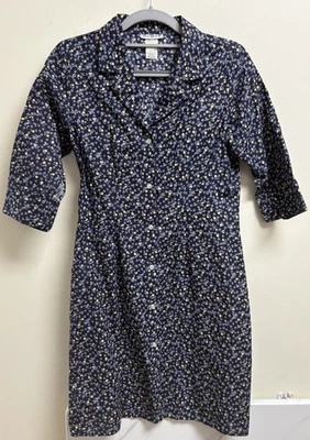 Vintage Wit & Wisdom Navy Floral Button Front Dress Made in USA 100% Cotton - Image 1 of 4