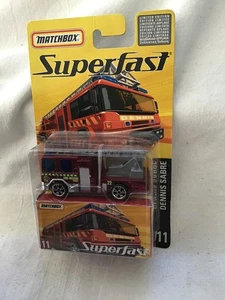 MATCHBOX SUPERFAST 11 DENNIS SABRE FIRE ENGINE ON CARD - Picture 1 of 2