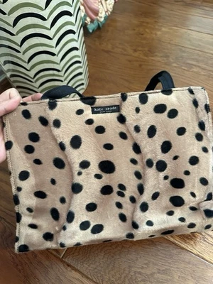 Bolso de Hombro Bolso de Mano RARO Vintage Kate Spade Estampado Animal Cuero Borde Y2K Foto 1 de 4