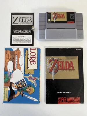 Legend of Zelda Link to the Past SNES Cartridge + Manual + Map + Top Secrets - Image 1 of 4