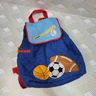 Stephen Joseph Quilted Backpack Sports Blue And Red Ages 3 And Drawstring Closure