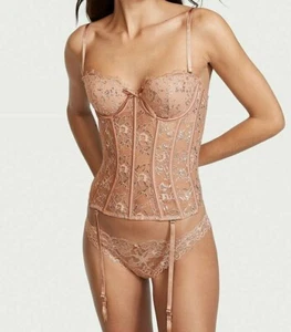 $120 VICTORIAS SECRET VERY SEXY ALLURE SHIMMER BUSTIER CORSET GARTERS XS S M XL - Picture 1 of 4