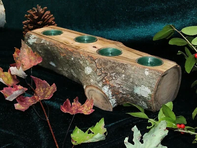 Soporte de luz de té Live Edge, centro de mesa, rústico, country Foto 1 de 3