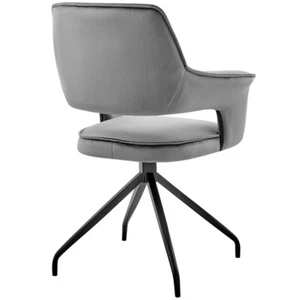 Armen Living Hadley 19" Velvet and Metal Dining Room Accent Chair in Gray/Black - Picture 1 of 8