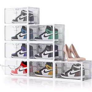 XX-Large Display Schuh Aufbewahrungsbox, 8 Pack Klar Kunststoff Stapelbar Schuh Organi... - Bild 1 von 9
