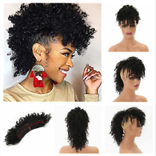 Lady Afro High Puff Ponytail Hair Extensions with Bangs Short Black Kinky Curly