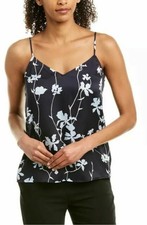 Equipment Layla Cami Floral Print Navy Blue Small New $148