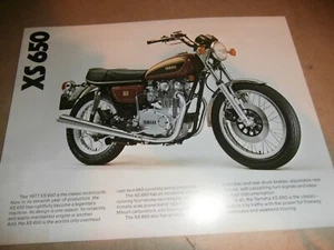 Original 1977 Yamaha XS650 Motorcycle Sales Brochure - Picture 1 of 2