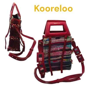 Kooreloo Womens Handbag Crossbody Adjustable Leather Woven Red Pink Boho NWOT - Picture 1 of 10