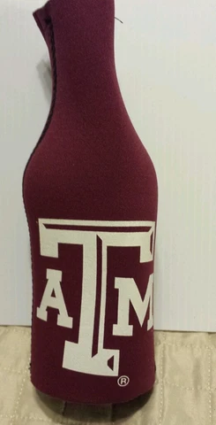 TEXAS A&M AGGIES NEOPRENE BOTTLE ZIPPER BEER COOLER KOOZIE INSULATION Cover