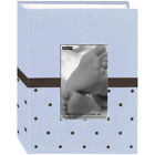 Pioneer Baby Dot Fabric Frame Photo Album 4"X6"-Blue/Brown BEM100-B